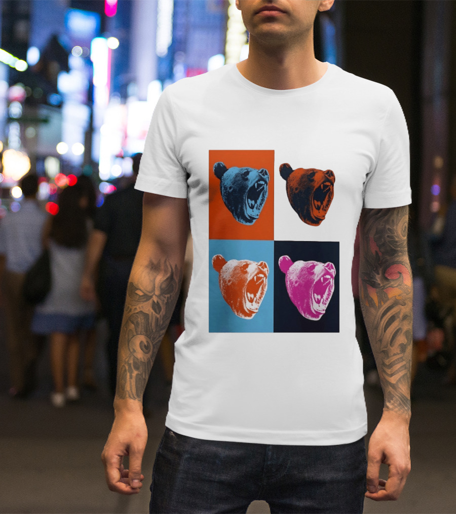 Chicago Bears 2026 Draft Party Pop Art Bear Heads Color Variations T-Shirt