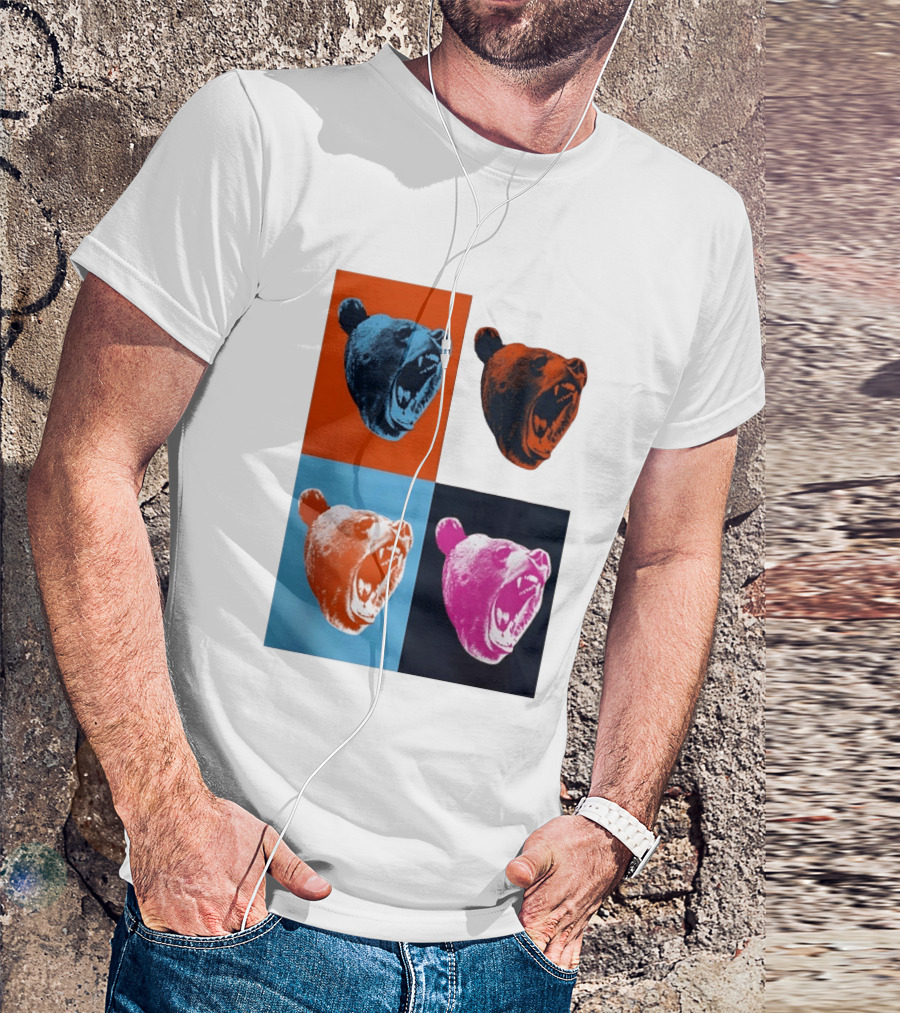 Chicago Bears 2026 Draft Party Pop Art Bear Heads Color Variations T-Shirt