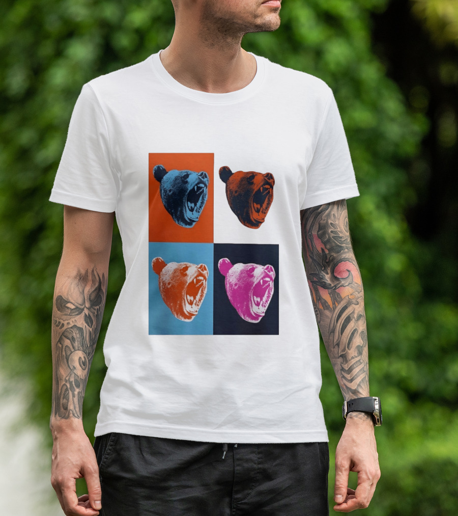 Chicago Bears 2026 Draft Party Pop Art Bear Heads Color Variations T-Shirt