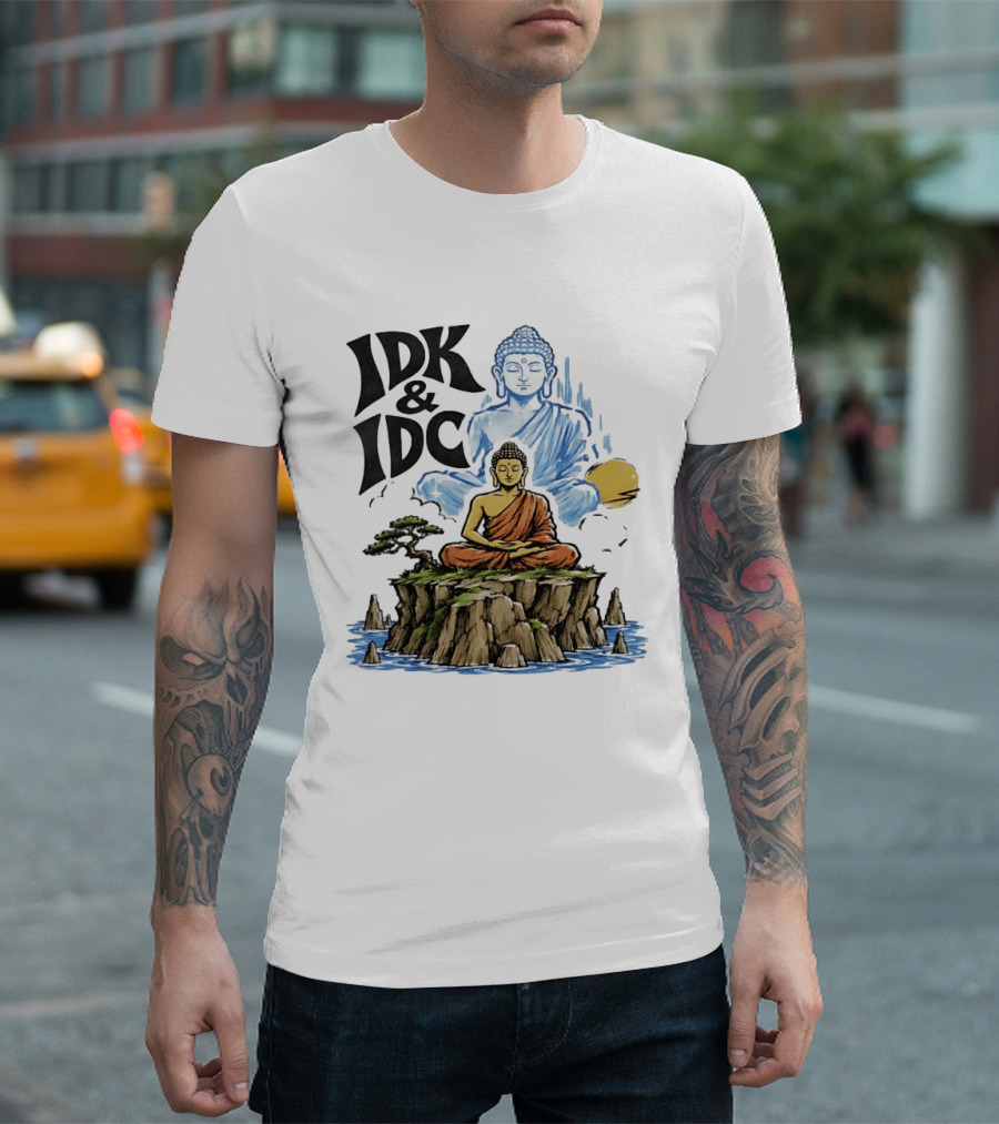 IDK IDC Buddha Meditating On Island With Zen Vibes And Spiritual Calm T-Shirt
