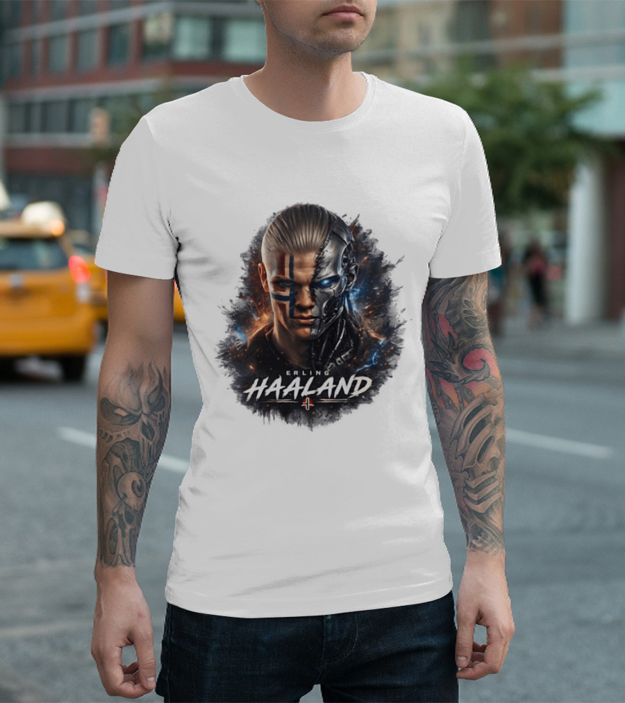Erling Haaland Cyborg Manchester City Nordic Warrior T-Shirt