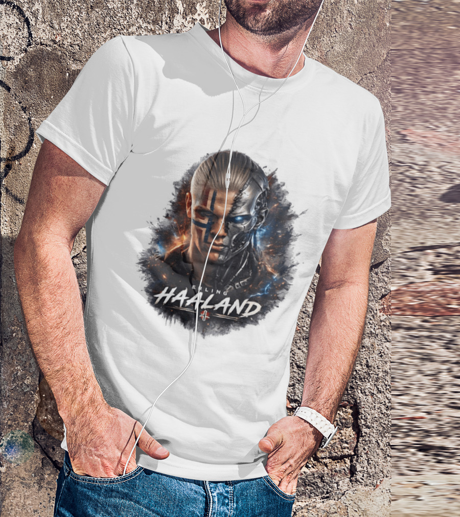 Erling Haaland Cyborg Manchester City Nordic Warrior T-Shirt