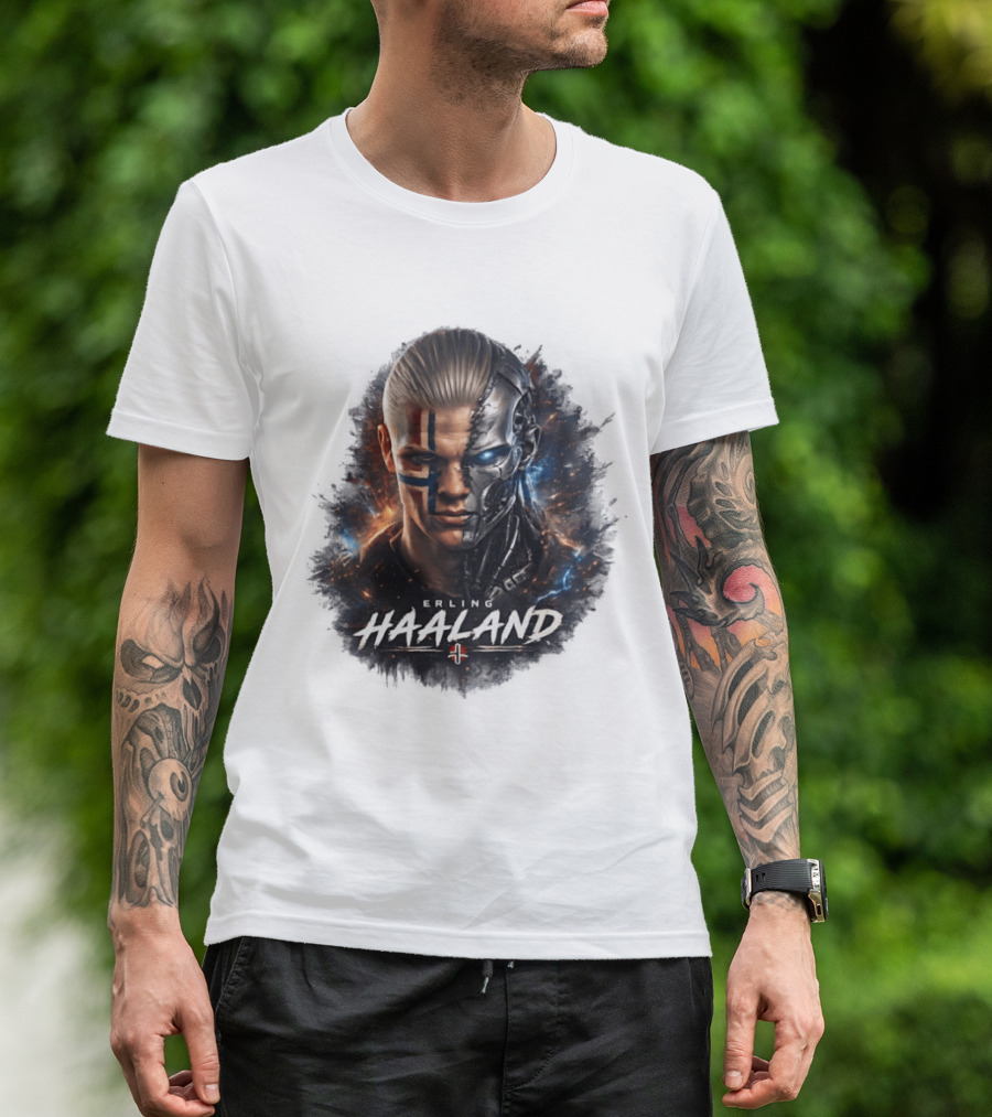 Erling Haaland Cyborg Manchester City Nordic Warrior T-Shirt