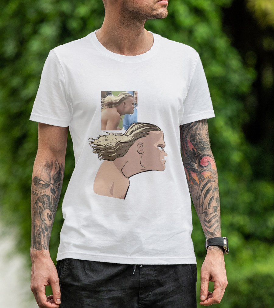 Erling Haaland Long Hair Meme Jawline Football Flowing Hairstyle T-Shirt