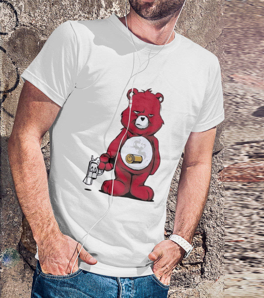 Red Bear With Revolver .38 Special Bullet Smoke T-Shirt