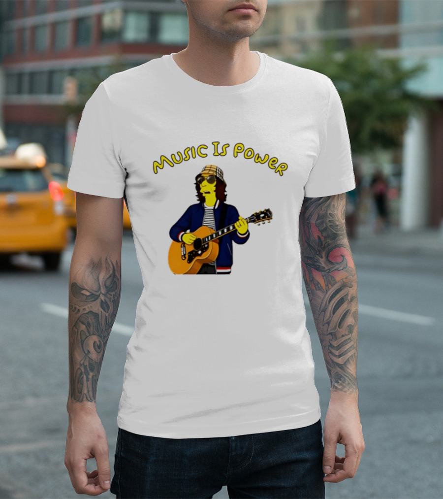 Richard Ashcroft Music Is Power Simpsons Style Guitar T-Shirt