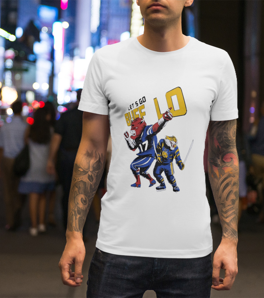 Let's Go Buffalo 17 Distressed Sports Mascots Football And Hockey T-Shirt