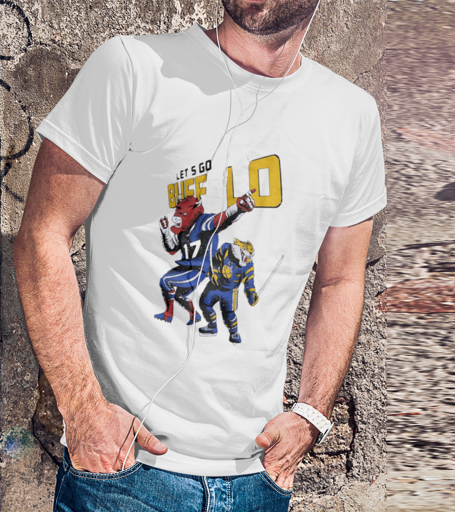 Let's Go Buffalo 17 Distressed Sports Mascots Football And Hockey T-Shirt