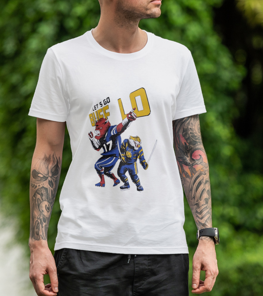 Let's Go Buffalo 17 Distressed Sports Mascots Football And Hockey T-Shirt