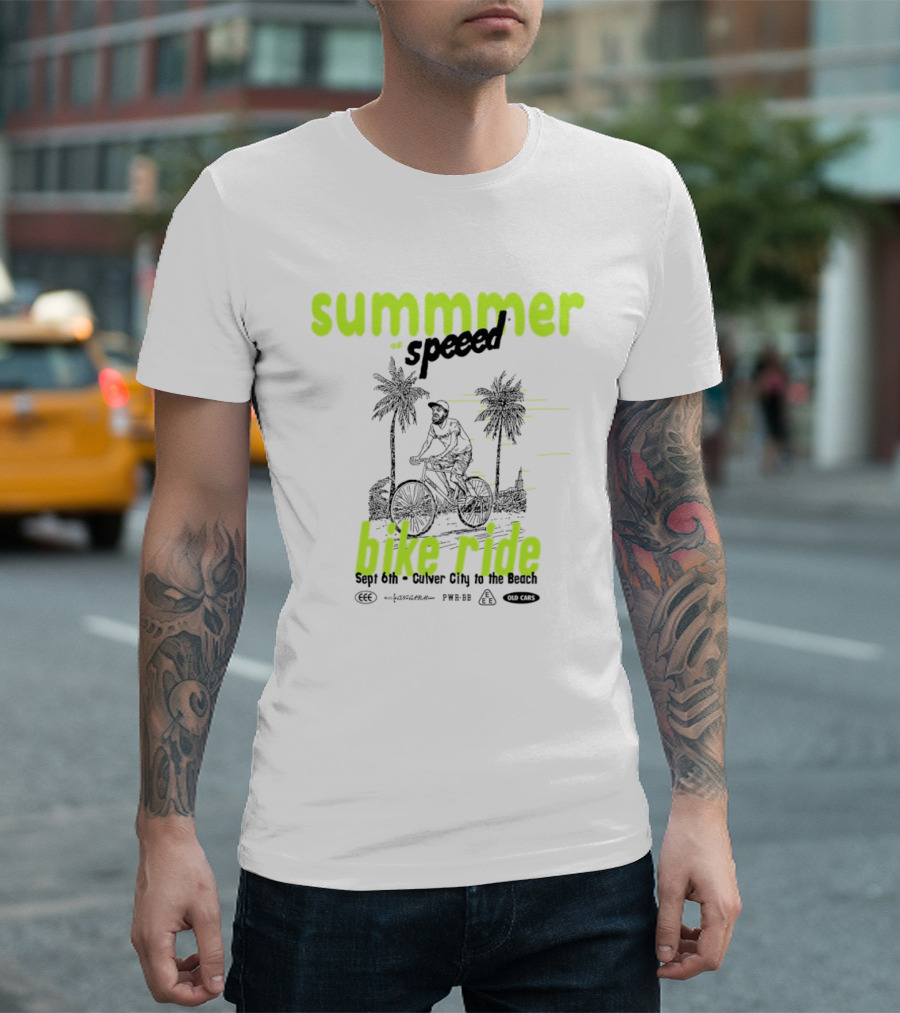 Summer Of Speed Bike Ride Sept 6th Culver City To The Beach Palm Trees T-Shirt