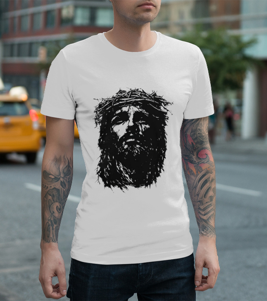 Unforsaken No Greater Love Jesus Crown Of Thorns Face T-Shirt