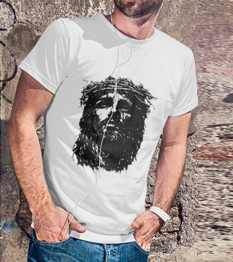 Unforsaken No Greater Love Jesus Crown Of Thorns Face T-Shirt