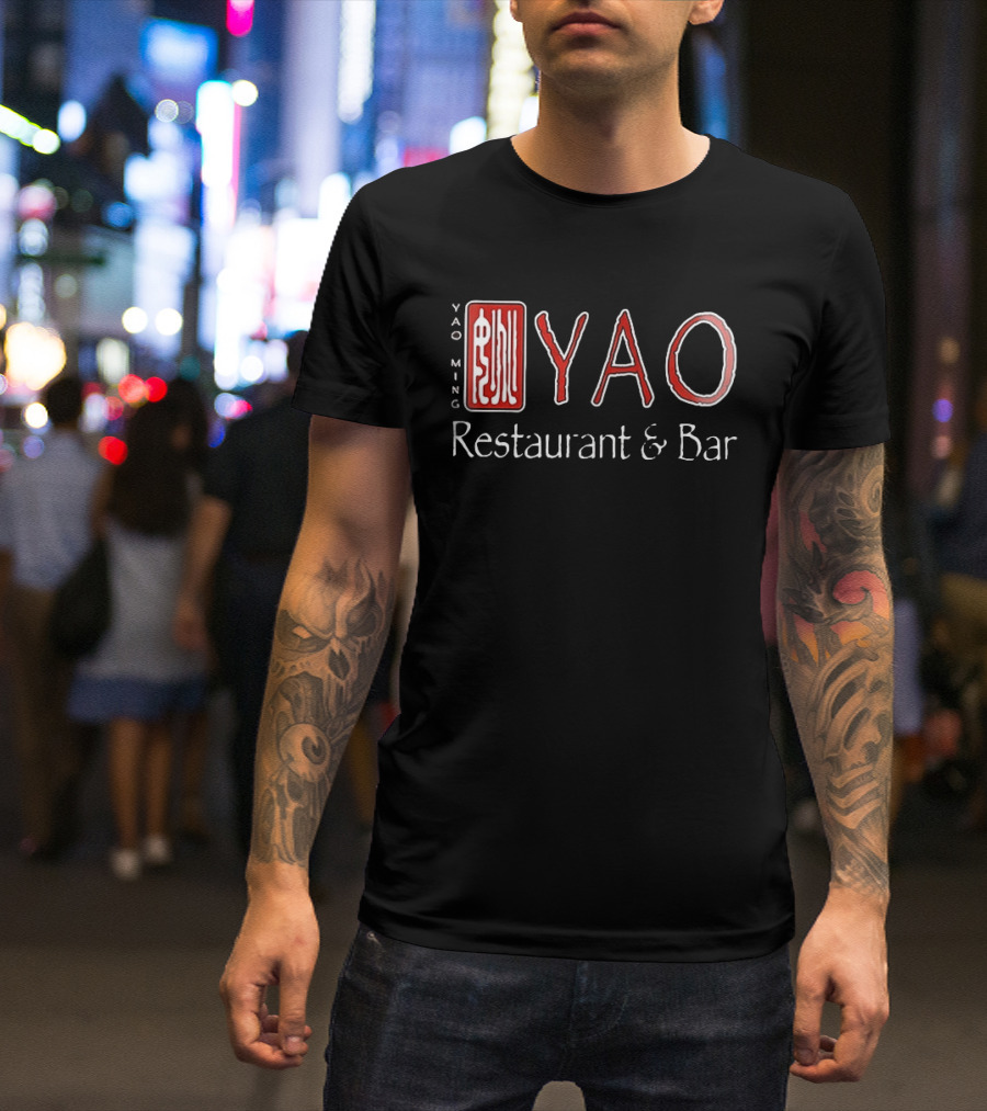 Yao Ming Restaurant & Bar 9755 Westheimer Rd. Houston TX 77042 Two Sided T-Shirt