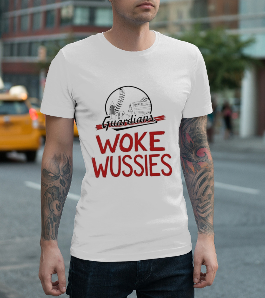 Cleveland Guardians Woke Wussies Baseball City Skyline T-Shirt