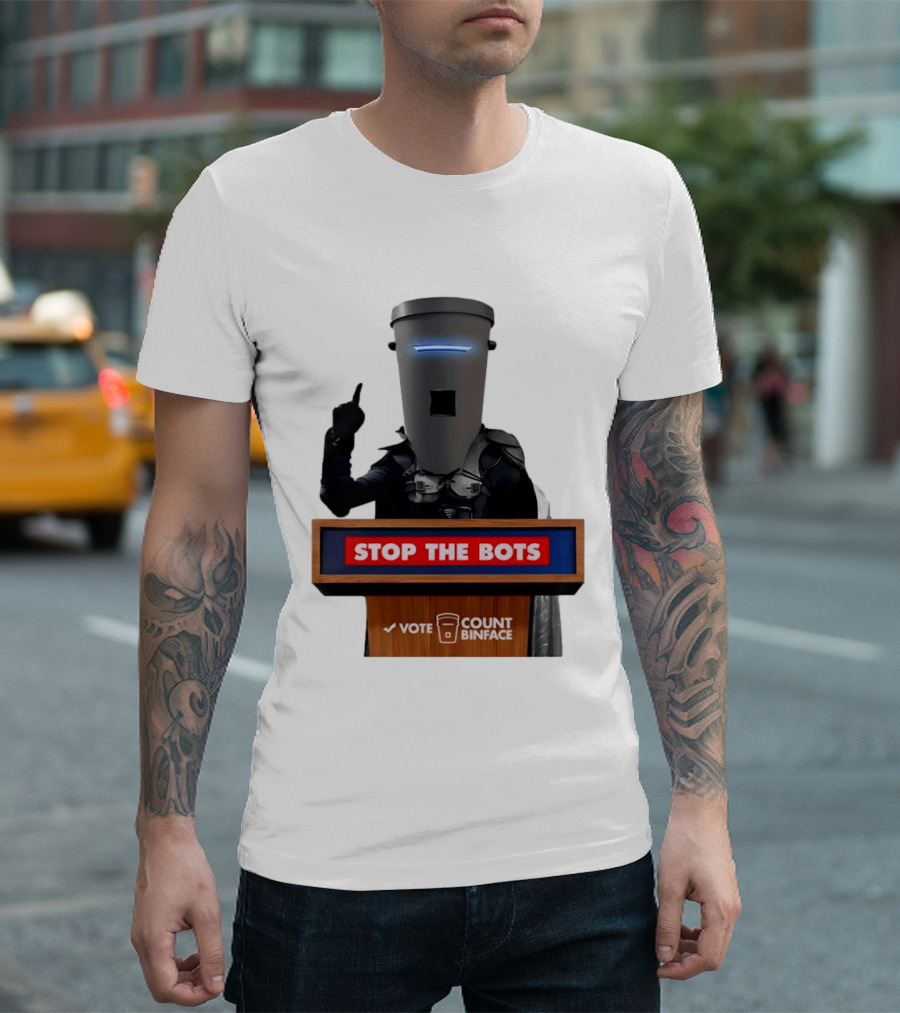 Stop The Bots Vote Count Binface UK Politics T-Shirt