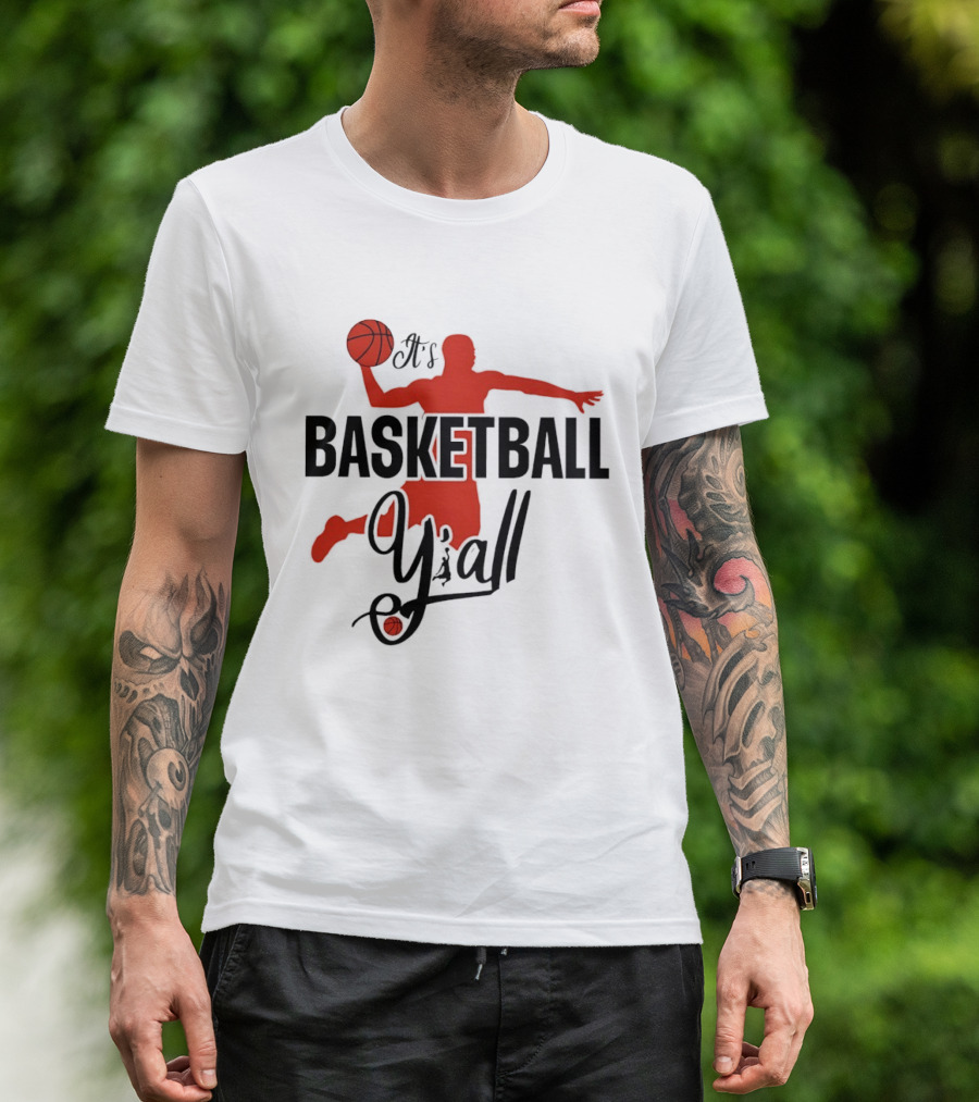 Basketball Y'all Dunking Silhouette And Ball In Red T-Shirt