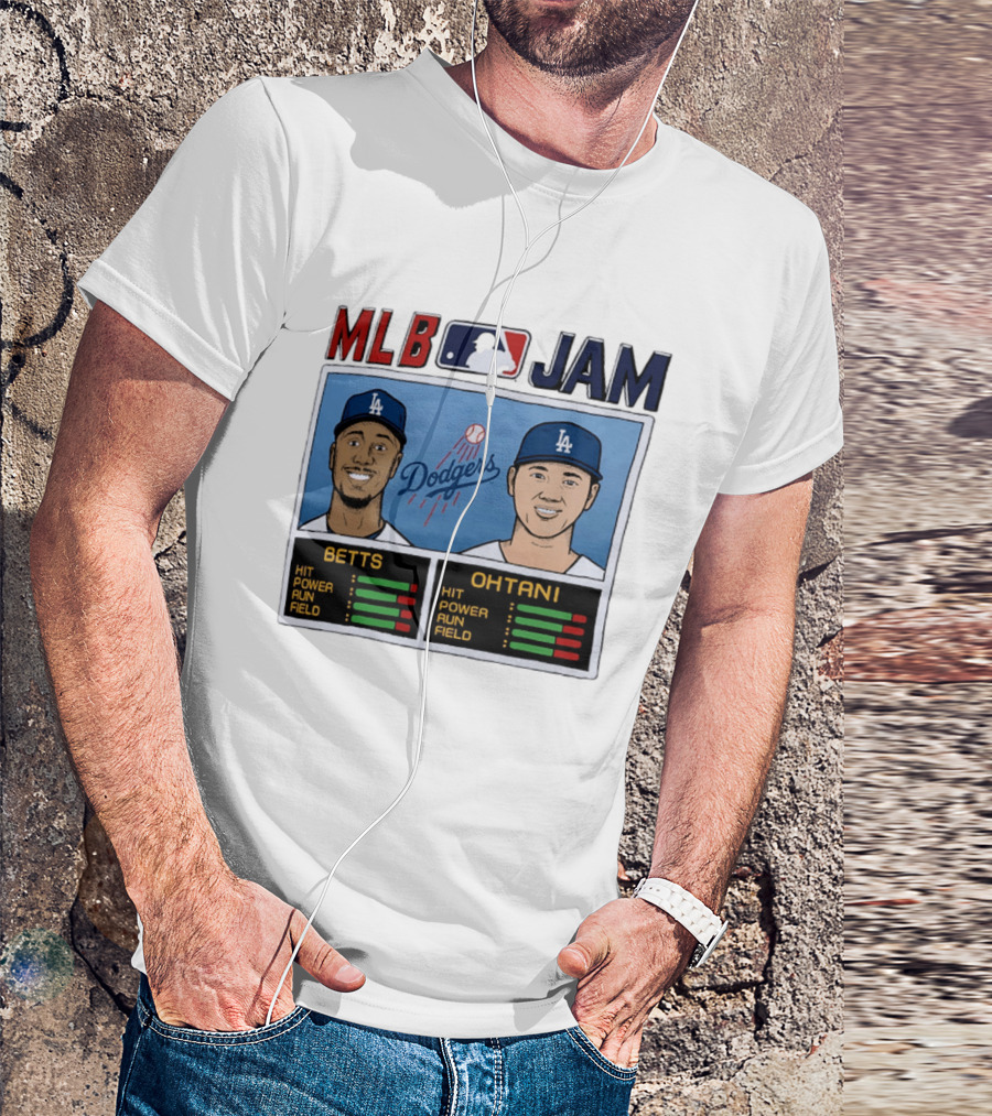 MLB Jam Mookie Betts Shohei Ohtani Dodgers Hit Power Run Field T-Shirt