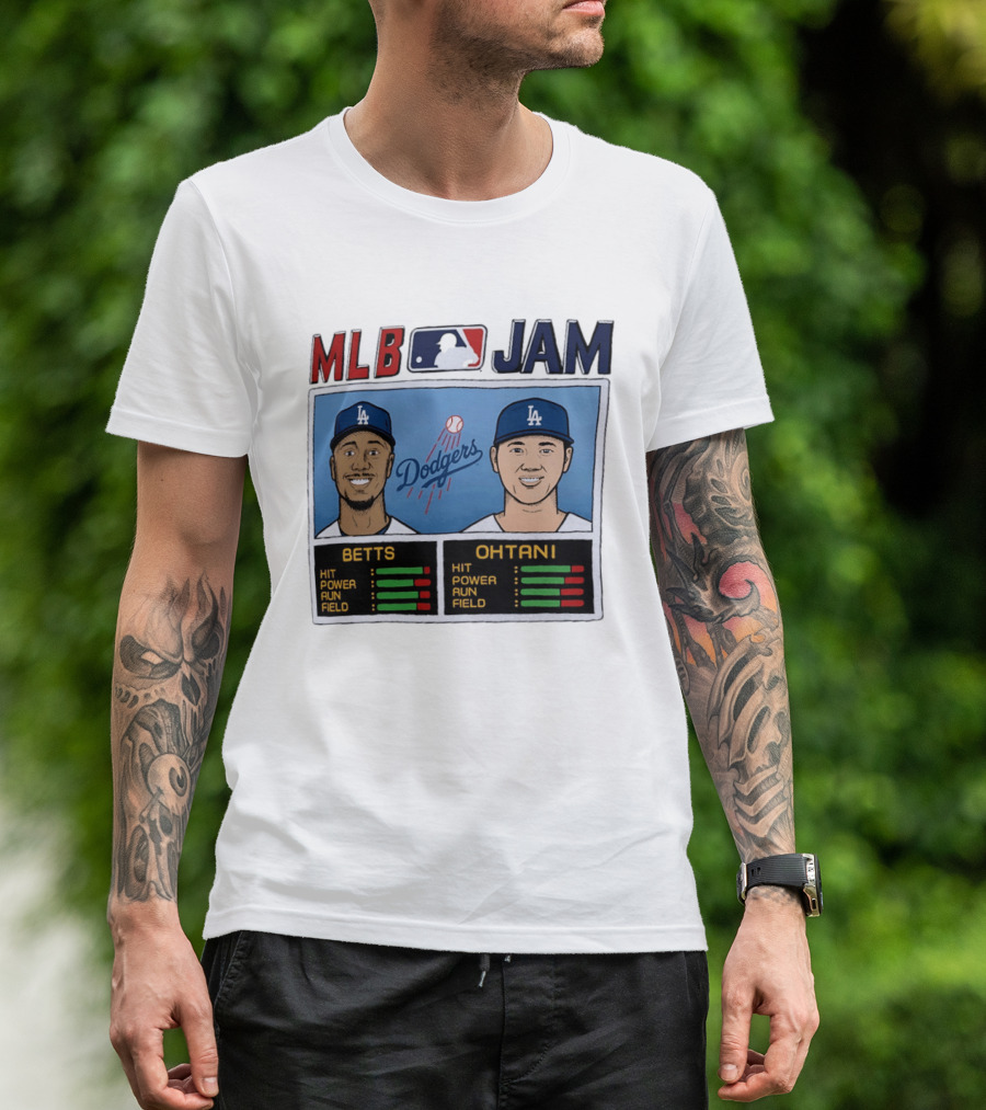 MLB Jam Mookie Betts Shohei Ohtani Dodgers Hit Power Run Field T-Shirt