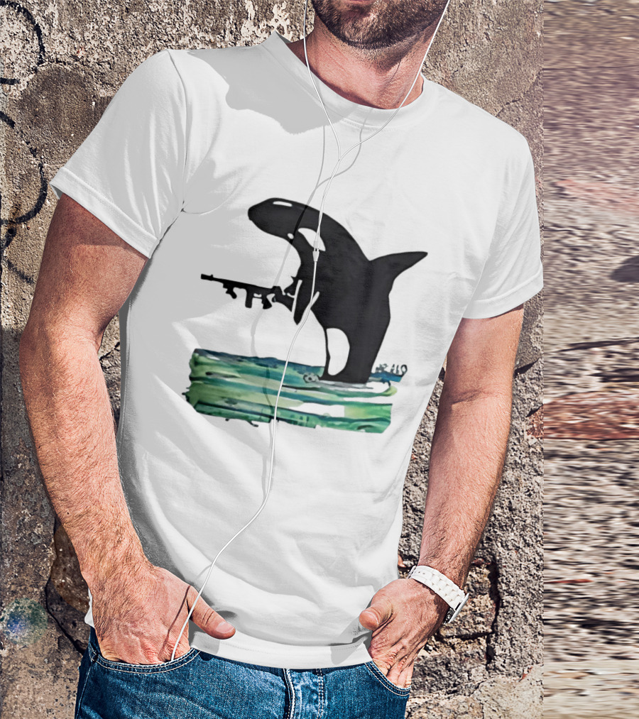 Orca Whale Holding A Machine Gun T-Shirt