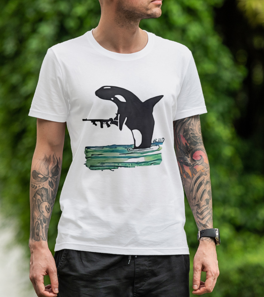 Orca Whale Holding A Machine Gun T-Shirt