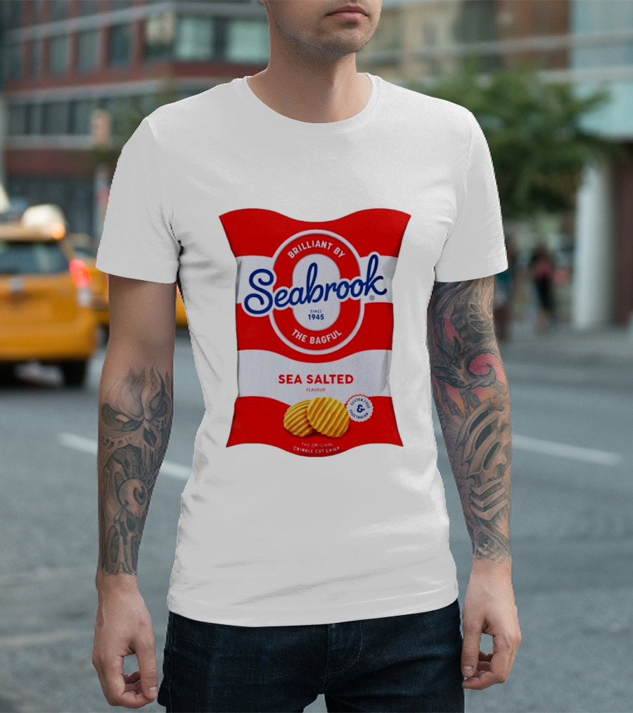 Seabrook Brilliant By The Bagful Sea Salted Flavour Since 1945 Crinkle Cut Crisps Gluten Free Vegetarian T-Shirt