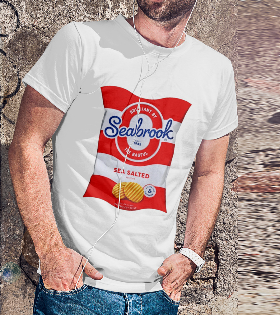 Seabrook Brilliant By The Bagful Sea Salted Flavour Since 1945 Crinkle Cut Crisps Gluten Free Vegetarian T-Shirt