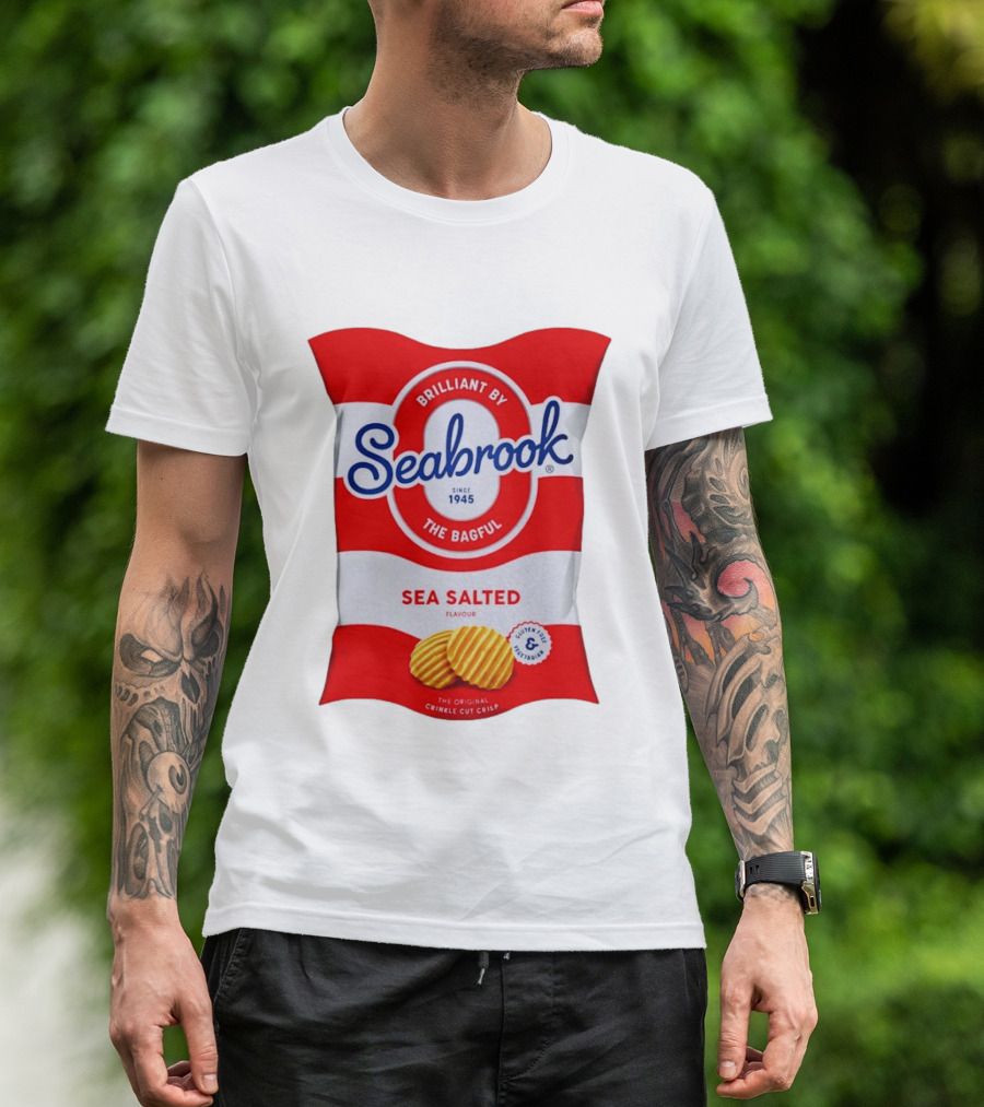Seabrook Brilliant By The Bagful Sea Salted Flavour Since 1945 Crinkle Cut Crisps Gluten Free Vegetarian T-Shirt