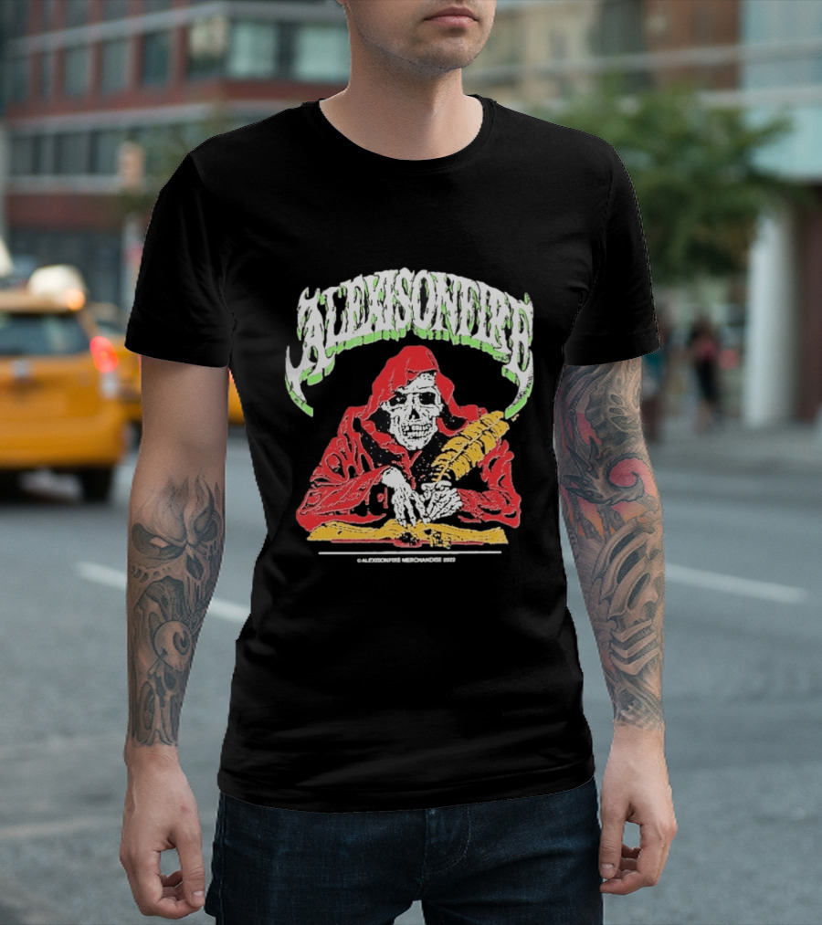 Alexisonfire Skelwrite Grim Reaper Scribe With Quill T-Shirt