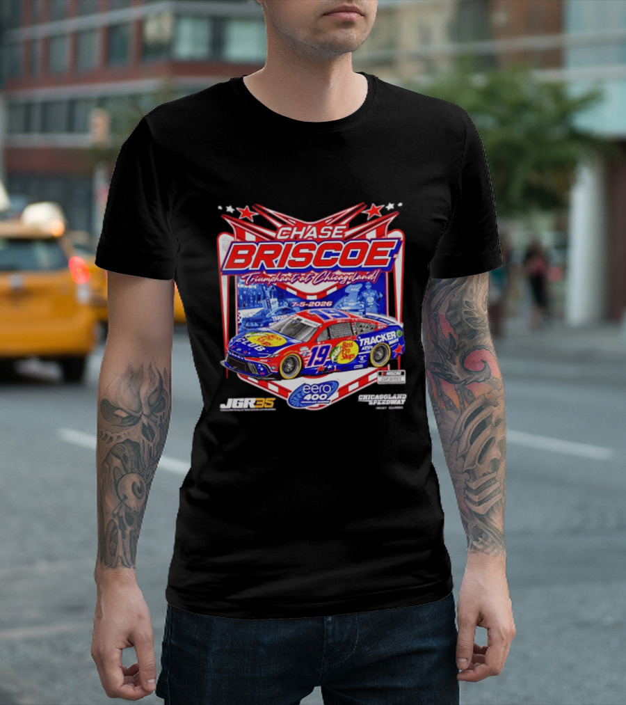 Chase Briscoe Triumph At Chicagoland July 5 2026 Eero 400 Cup Series Race Winner Bass Pro Shops 19 Tracker Boats Chicagoland Speedway T-Shirt