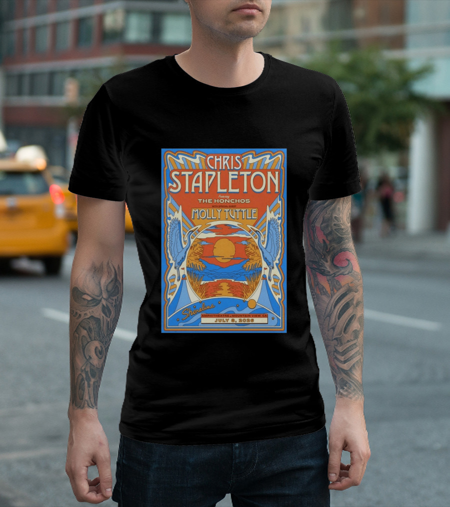 Chris Stapleton Featuring The Honchos Molly Tuttle Shoreline Amphitheatre Mountain View CA July 8 2026 T-Shirt