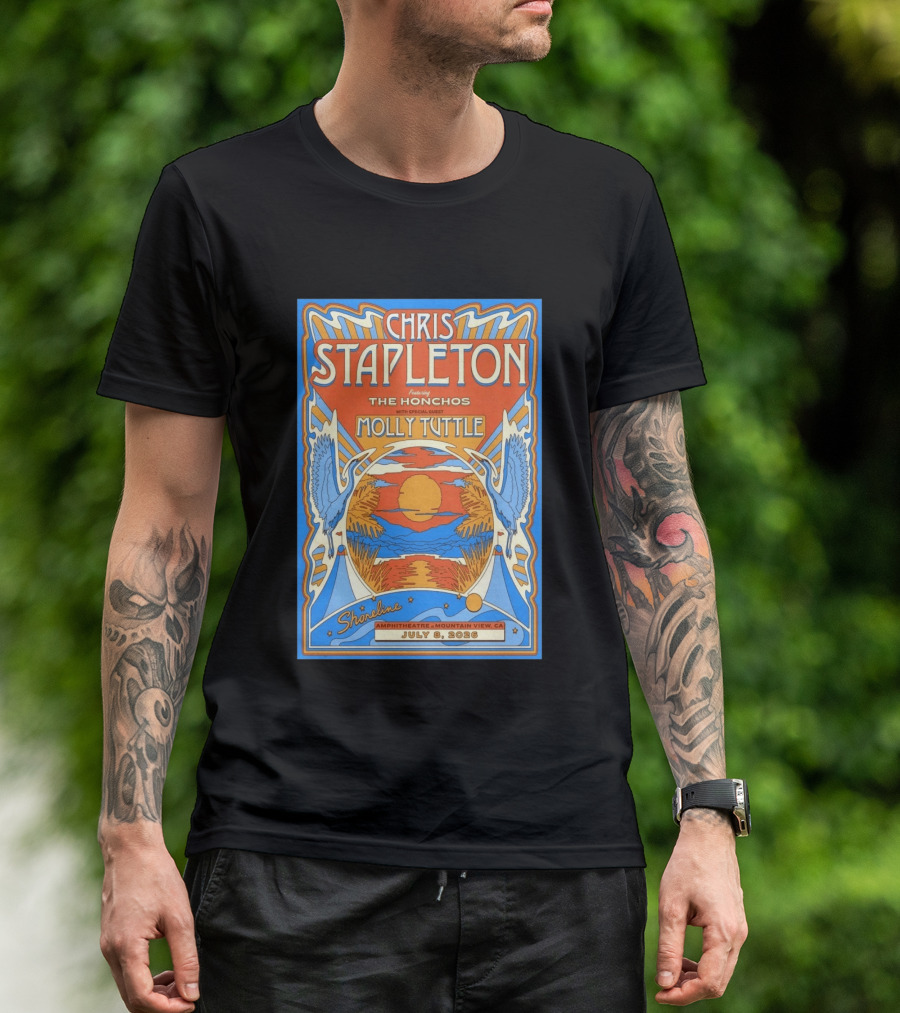 Chris Stapleton Featuring The Honchos Molly Tuttle Shoreline Amphitheatre Mountain View CA July 8 2026 T-Shirt