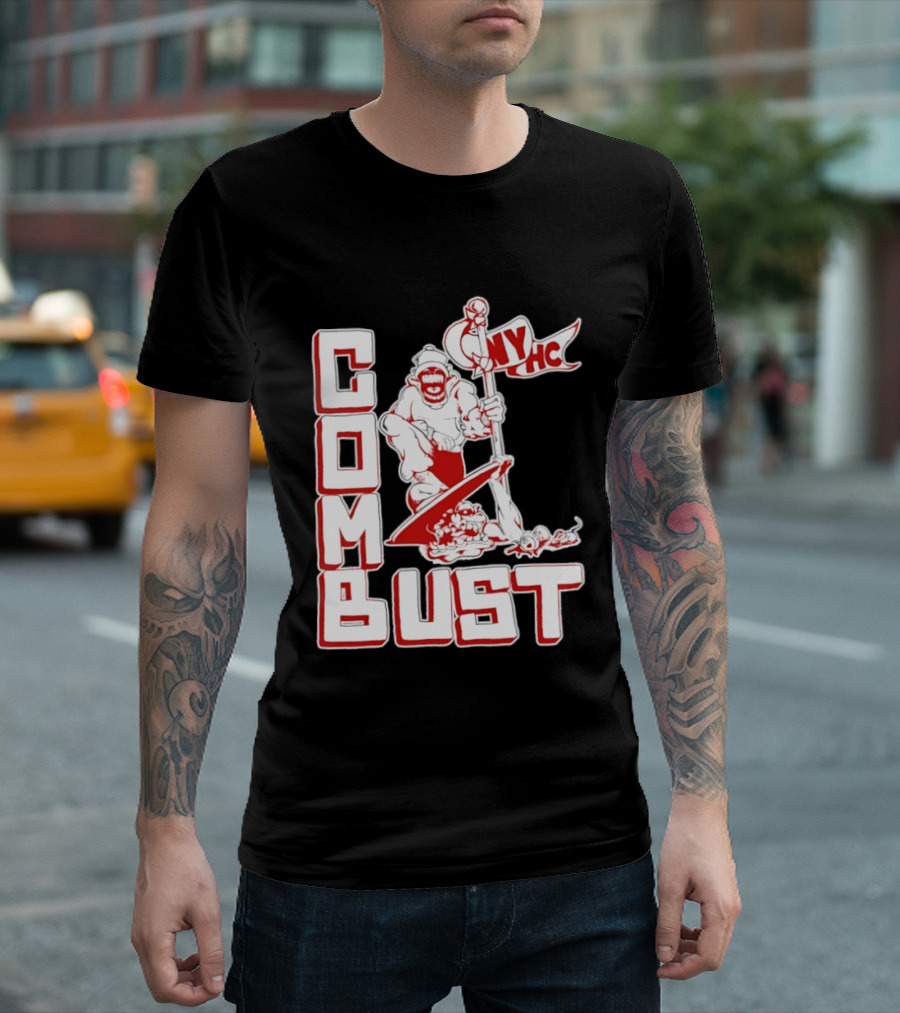New York Hardcore Combat Bust NYHC Monster Flag T-Shirt