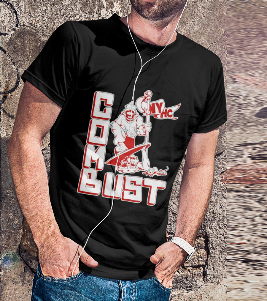New York Hardcore Combat Bust NYHC Monster Flag T-Shirt
