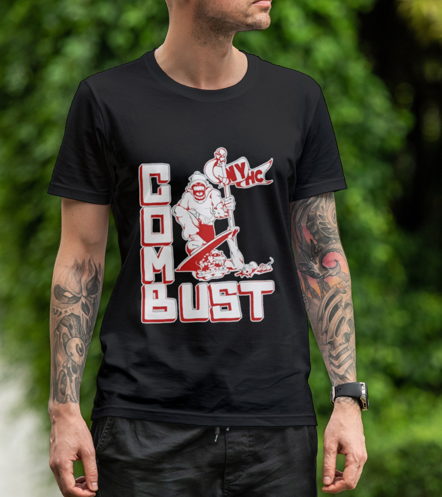 New York Hardcore Combat Bust NYHC Monster Flag T-Shirt
