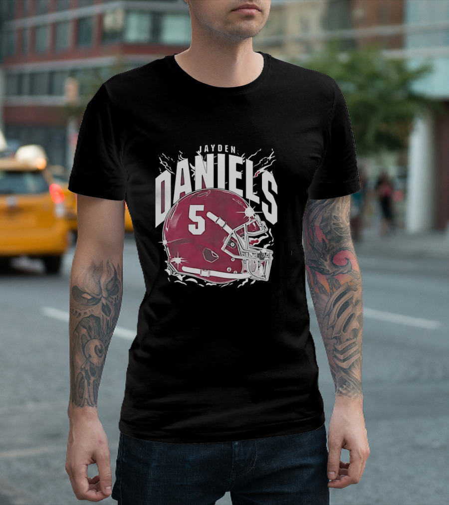 Jayden Daniels 5 Football Helmet Washington Commanders T-Shirt
