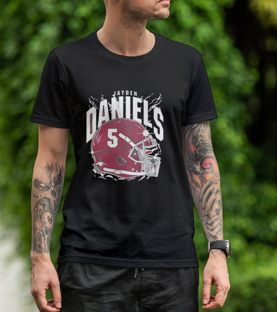 Jayden Daniels 5 Football Helmet Washington Commanders T-Shirt
