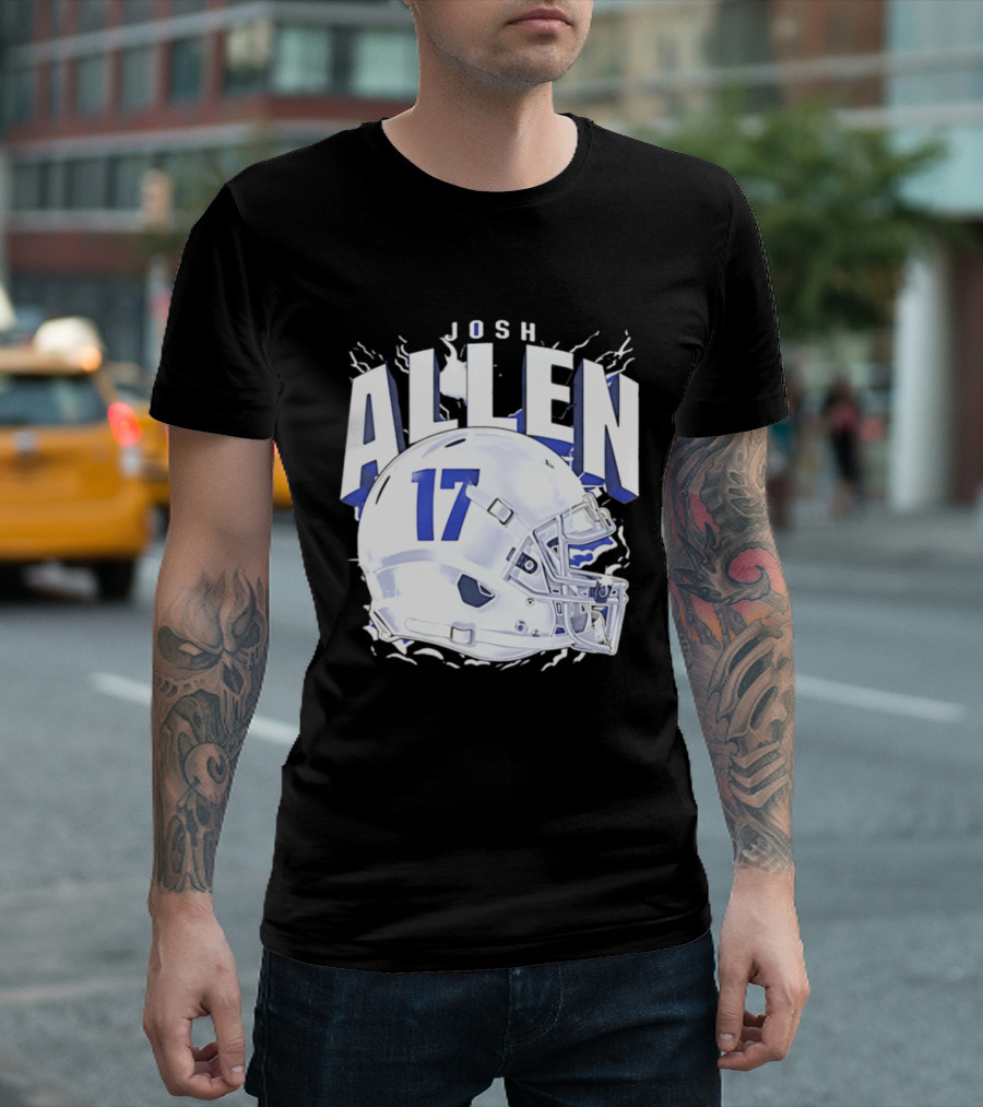 Josh Allen 17 Buffalo Bills Helmet T-Shirt