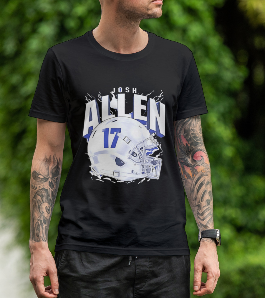 Josh Allen 17 Buffalo Bills Helmet T-Shirt