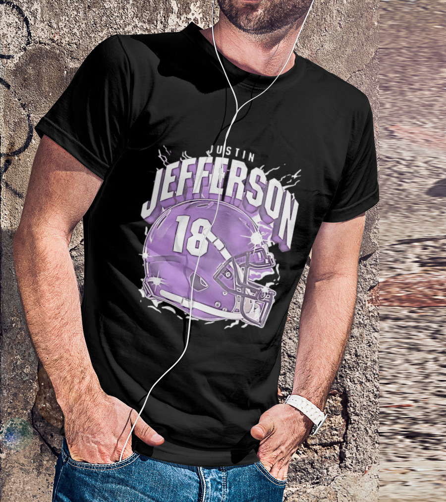 Justin Jefferson 18 Minnesota Vikings Helmet T-Shirt