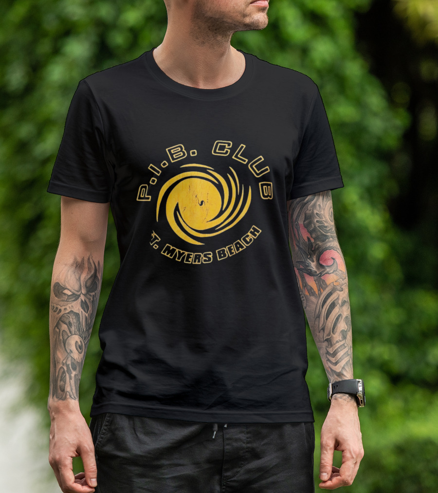 P.I.B. Club Ft Myers Beach Distressed Vintage Style Spiral T-Shirt