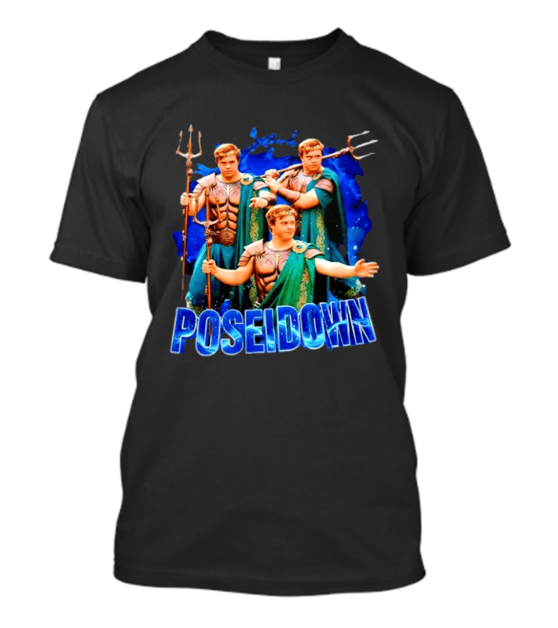 Poseidown Poseidon Down Syndrome Meme Greek God Trident T-Shirt