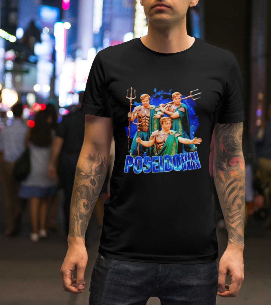 Poseidown Poseidon Down Syndrome Meme Greek God Trident T-Shirt