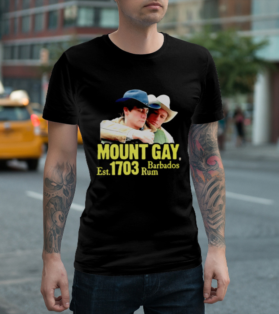 Mount Gay Est 1703 Barbados Rum Brokeback Mountain Cowboys T-Shirt