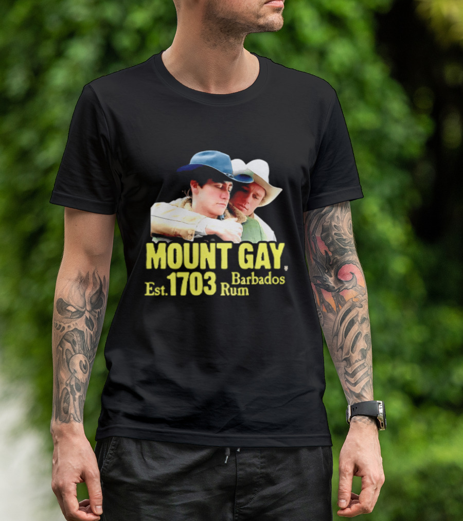 Mount Gay Est 1703 Barbados Rum Brokeback Mountain Cowboys T-Shirt
