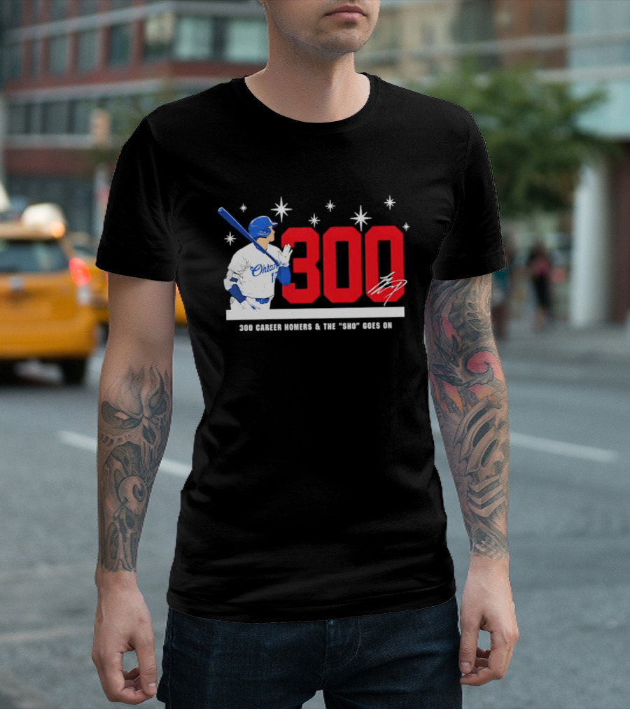 Shohei Ohtani 300 Homers The Sho Goes On Baseball T-Shirt