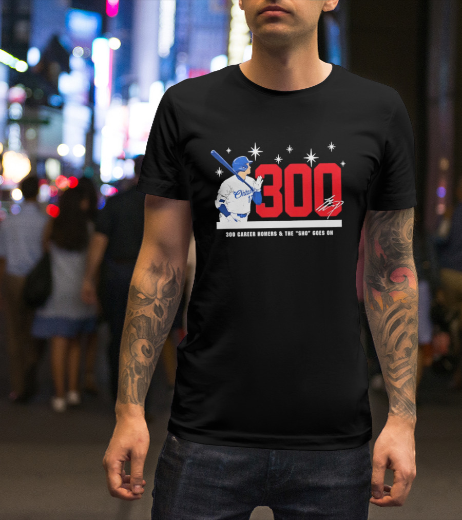 Shohei Ohtani 300 Homers The Sho Goes On Baseball T-Shirt