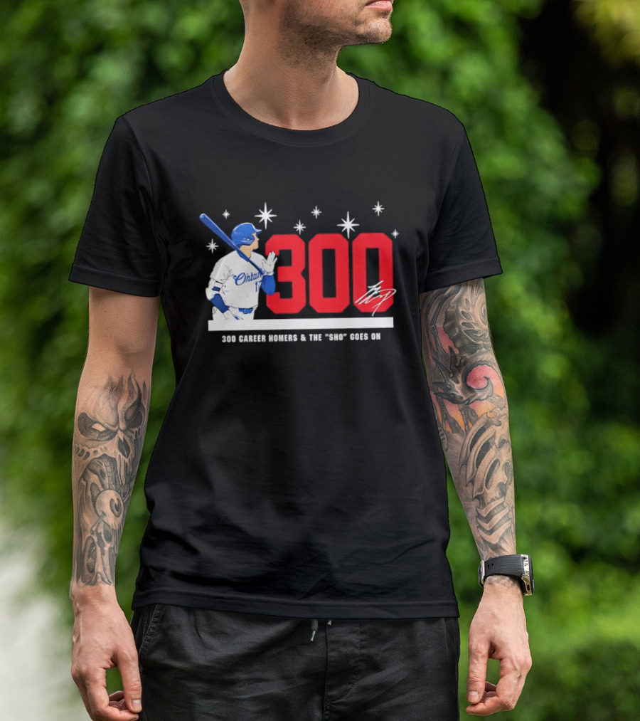 Shohei Ohtani 300 Homers The Sho Goes On Baseball T-Shirt