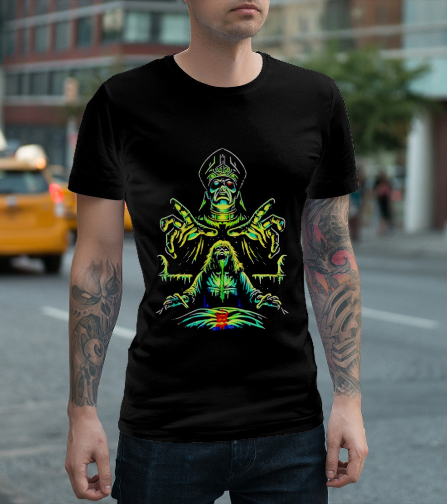 Papa Emeritus Exorcist Horror Green Neon Heavy Metal Ghost T-Shirt