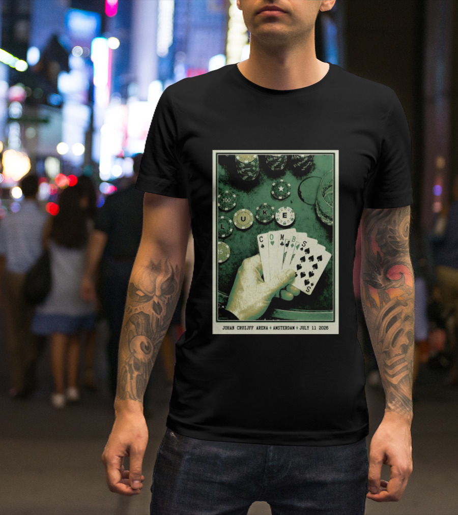 Luke Combs Poker Themed Johan Cruijff Arena Amsterdam July 11 2026 Tour T-Shirt