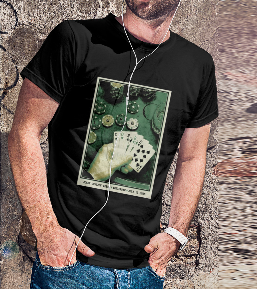 Luke Combs Poker Themed Johan Cruijff Arena Amsterdam July 11 2026 Tour T-Shirt